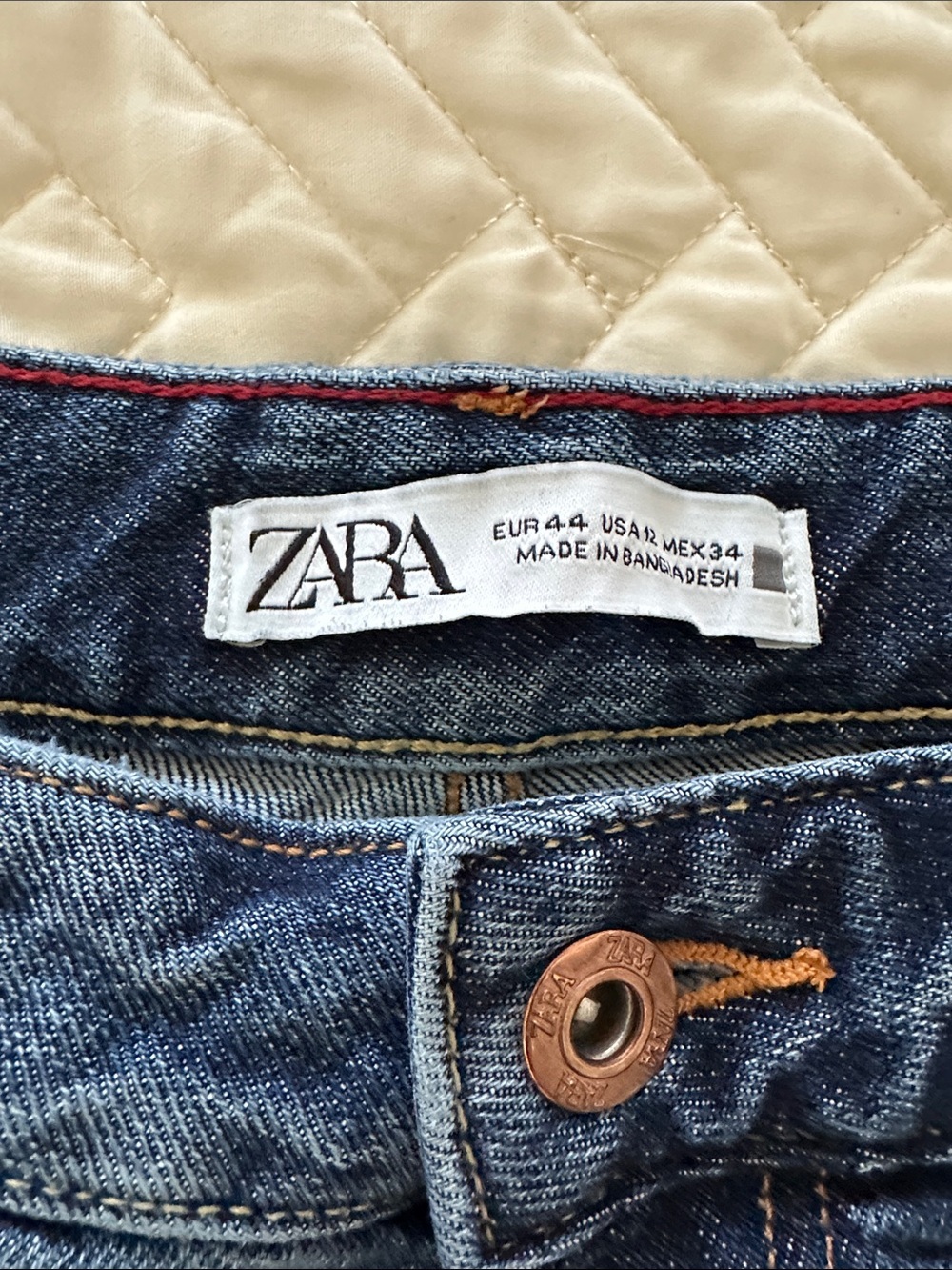 Zara Two-Tone Blue Straight Jeans - Picture 3 of 4